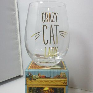 New CRAZY CAT LADY Mary Square Glass Tumbler Wine
